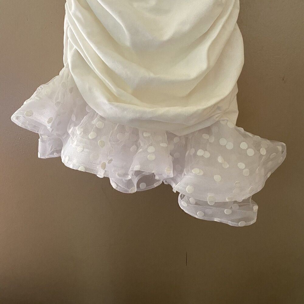 NBD Alice Mini Strapless Tulle Polka Ruched Dress White SZ XXS Revolve NWT $238 - Picture 10 of 12